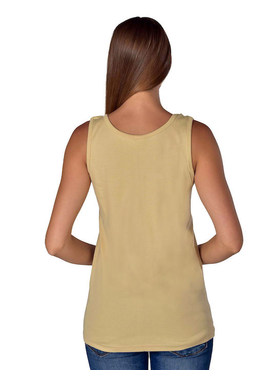 Women's Sleeveless Cotton T-Shirt Beige