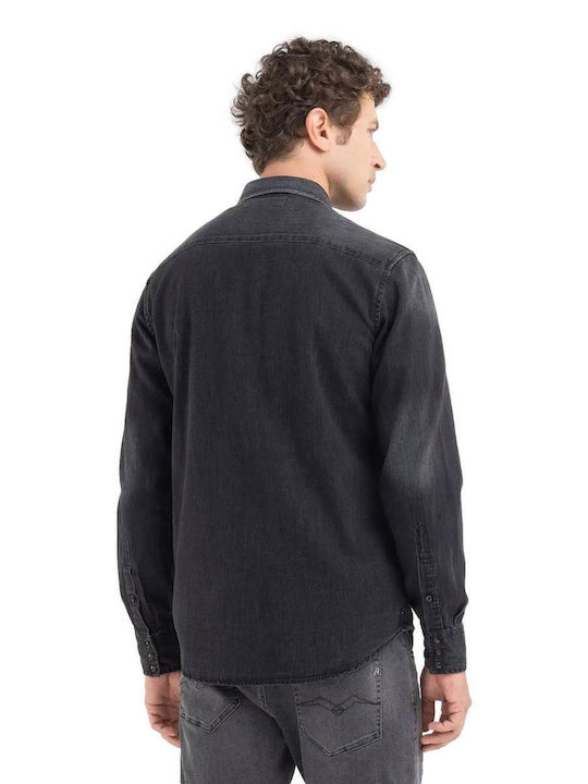 Cu mânecă lungă Denim Cămașă Black