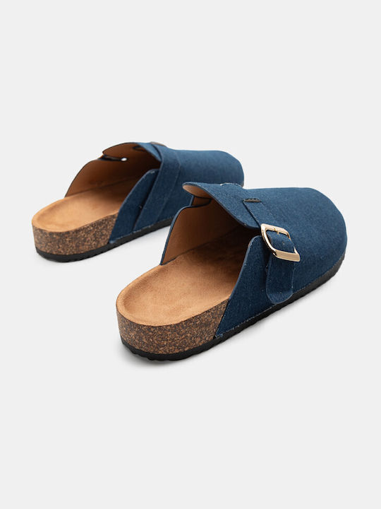 Luigi Flat Mules Blue