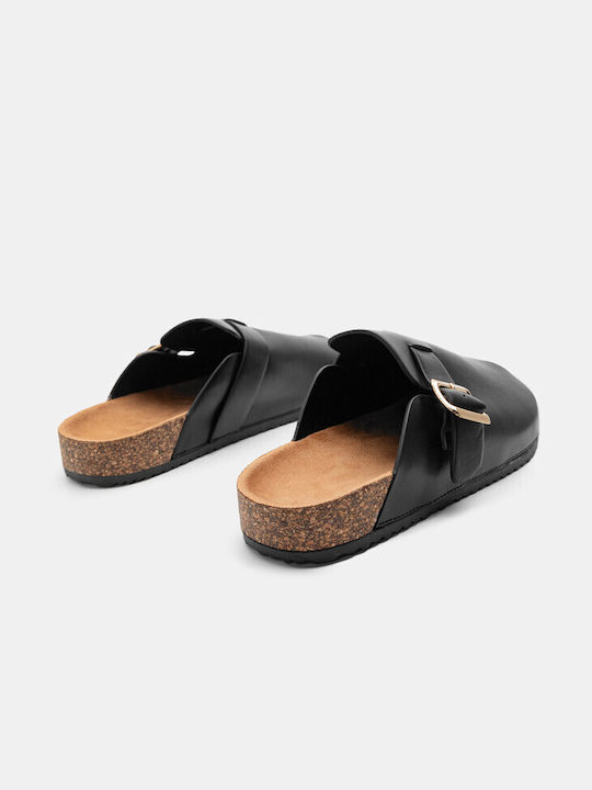 Luigi Flat Mules Black