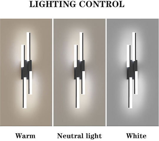 Modern Lamp Wall with Integrated LED and Warm White Light Black 5x8.5x35cm