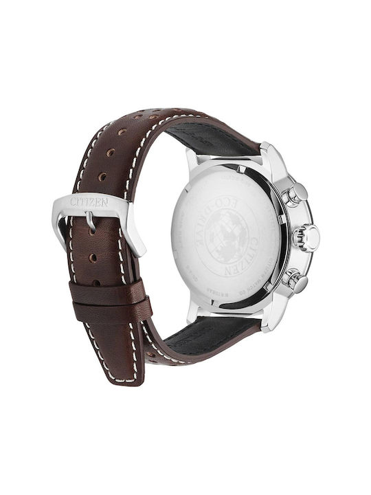 Citizen Eco-drive Uhr Chronograph Batterie mit Braun Lederarmband