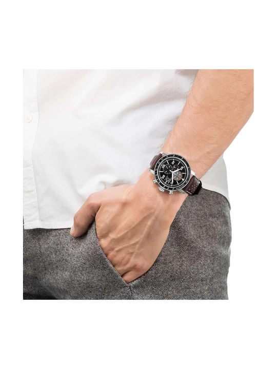 Citizen Eco-drive Uhr Chronograph Batterie mit Braun Lederarmband
