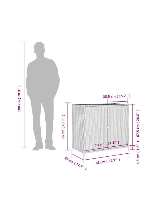 vidaXL Outdoor Storage Box Black L83xW45xH76cm