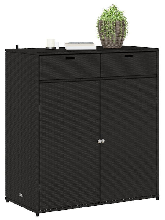 vidaXL Außenlagerbox Rattan Schwarz L105xB55xH113cm
