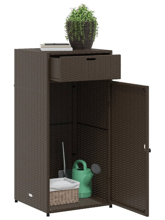 vidaXL Außenlagerbox Rattan Braun L55xB55xH111cm