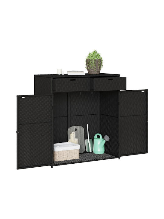 vidaXL Außenlagerbox Rattan Schwarz L105xB55xH113cm