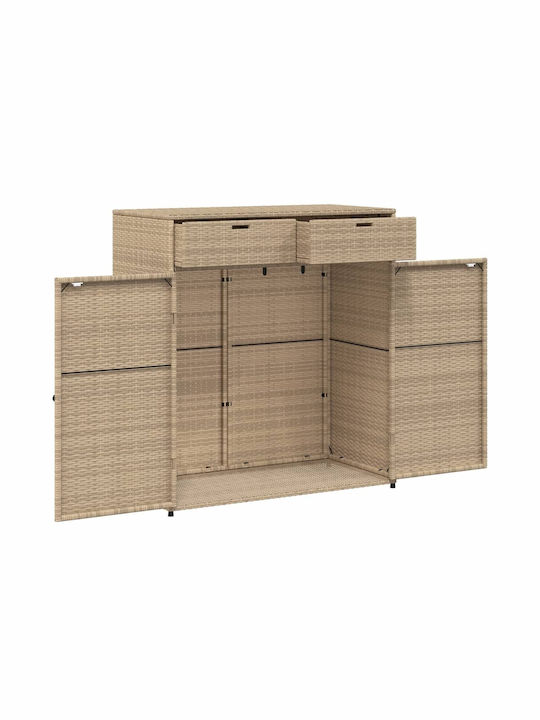vidaXL Cutie de depozitare pentru exterior Rattan Bej L105xW55xH113buc