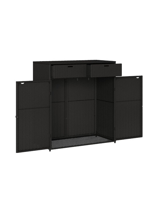 vidaXL Außenlagerbox Rattan Schwarz L105xB55xH113cm