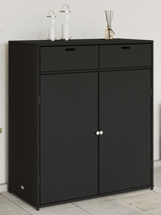 vidaXL Außenlagerbox Rattan Schwarz L105xB55xH113cm