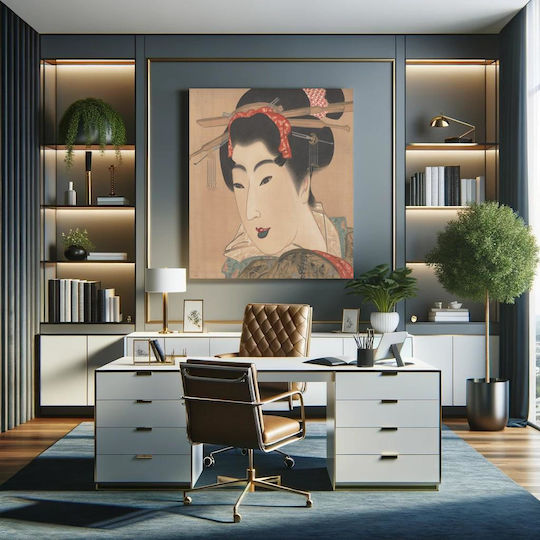 Geisha Right A Τρίπτυχος Πίνακας σε Καμβά 140x140cm