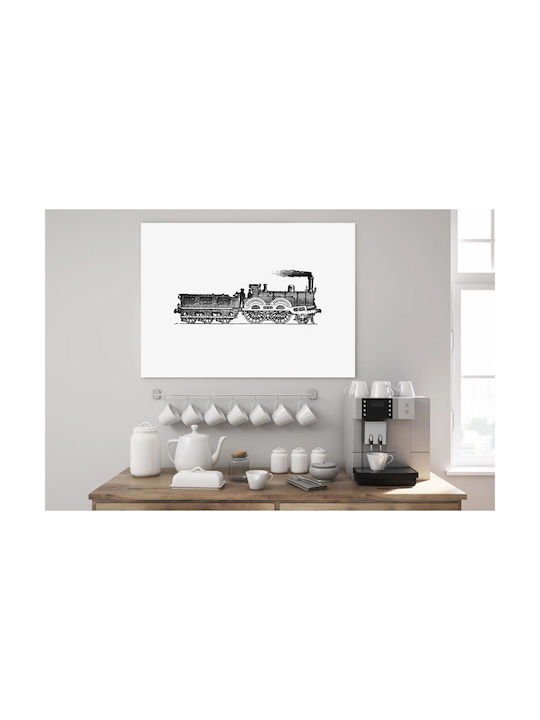 European Style Steam Locomotive Engraving From Tablou pe Pânză 150x100cm