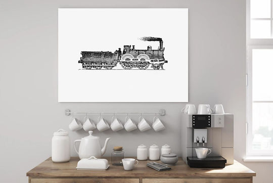 European Style Steam Locomotive Engraving From Gemälde auf Leinwand 90x60cm