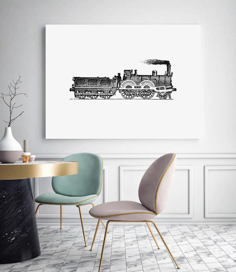 European Style Steam Locomotive Engraving From Gemälde auf Leinwand 90x60cm