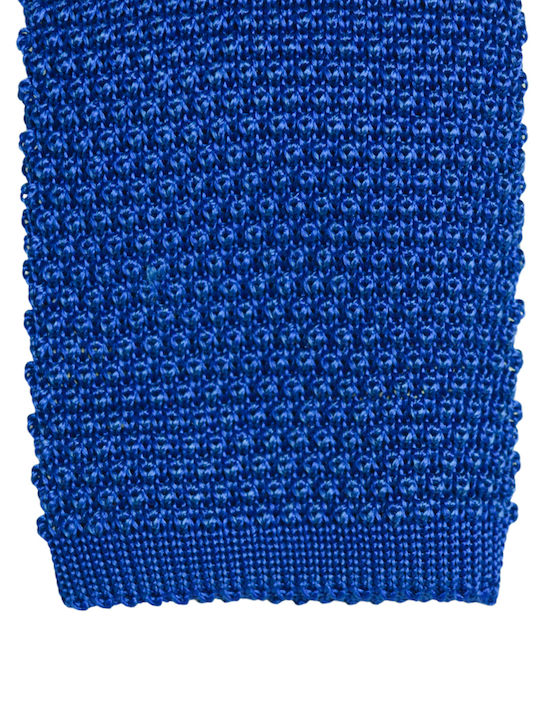 E-Ties Men's Tie Silk Knitted Monochrome in Blue Color