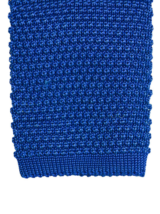E-Ties Men's Tie Silk Knitted Monochrome in Blue Color