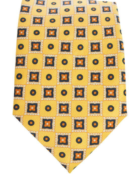 E-Ties Men's Tie Silk Printed in Yellow Color