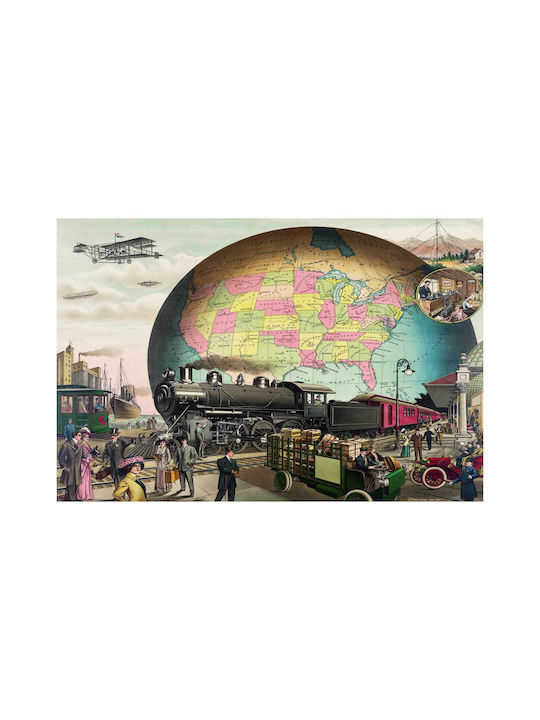 Twentieth Century Transportation, A Chromolithograph By E.s Yate Painting on Canvas 65x40cm