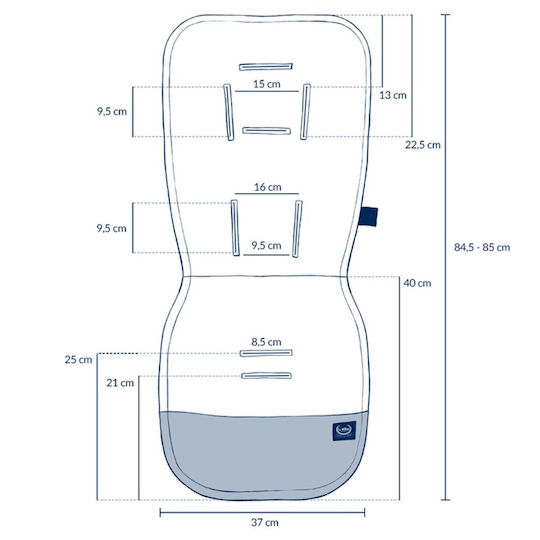 La Millou Stroller Seat Liner Double Sided 36.5x85x2cm Blue