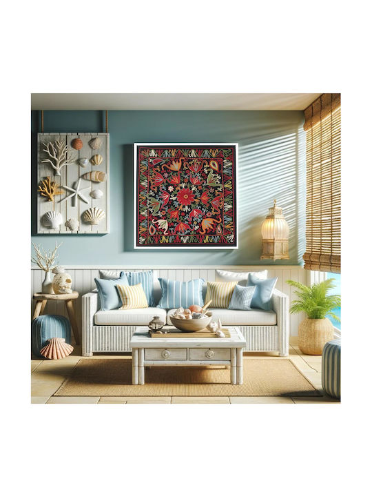 Black Wool Ground With Polychrome Silk Embroidery Картина Тъкан 110x110см