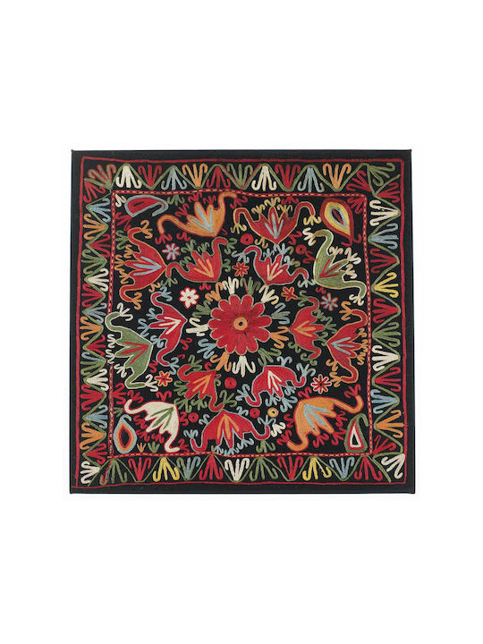 Black Wool Ground With Polychrome Silk Embroidery Картина Тъкан 110x110см