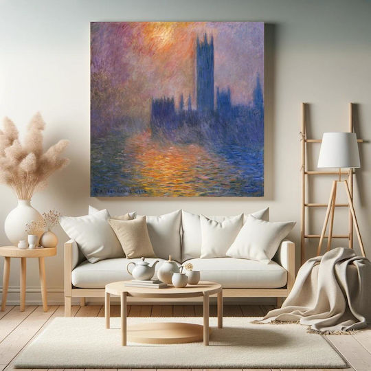 Claude Monet's Houses Parliament Картина Платнен 80x80см