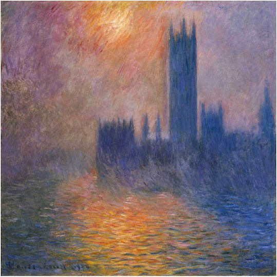 Claude Monet's Houses Parliament Картина Платнен 80x80см