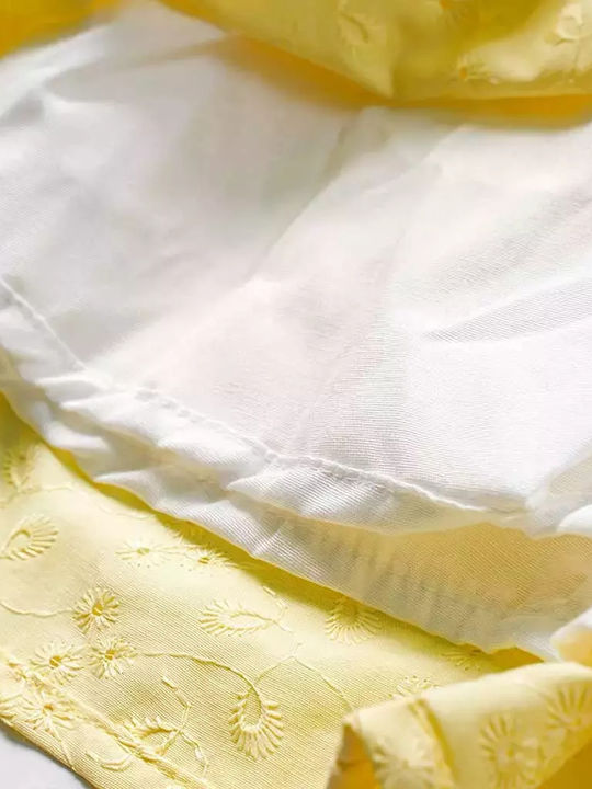 All Yellow Children's Dress Short Sleeve Set with Accessories Rose Yellow