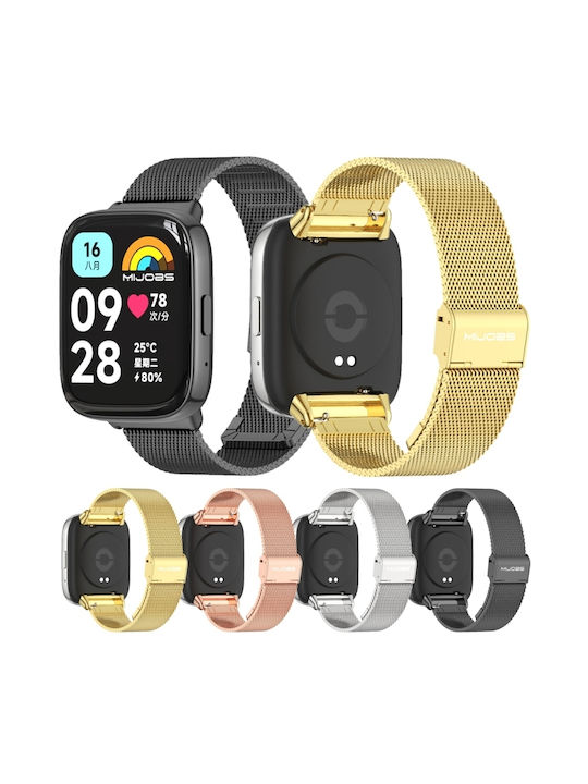 Mijobs Λουράκι Ανοξείδωτο Ατσάλι Ροζ Χρυσό (Redmi Watch 3)