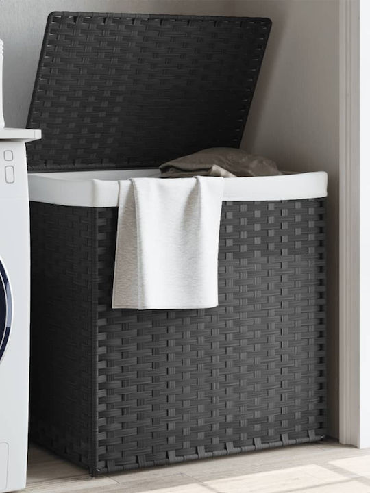 vidaXL Wicker Collapsible Laundry Basket with Lid 53x35x57cm Grey