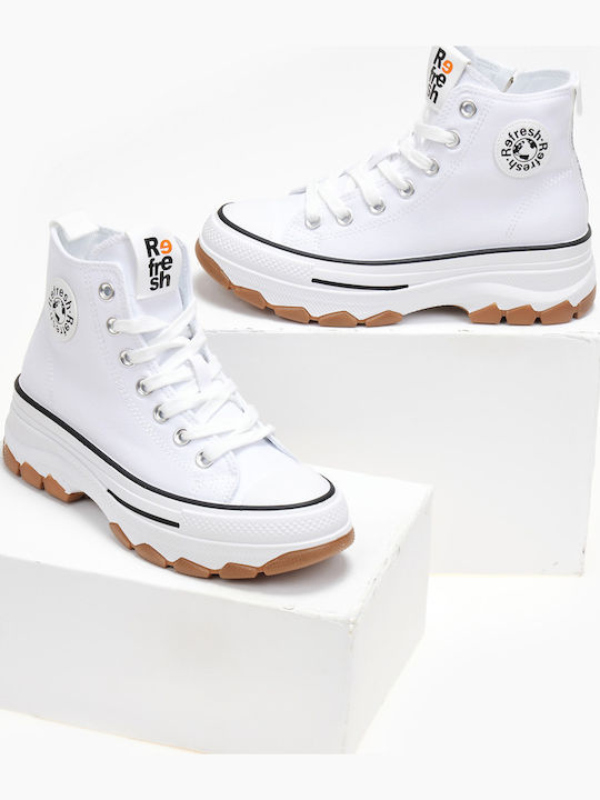 Damen Flatforms Stiefel Weiß