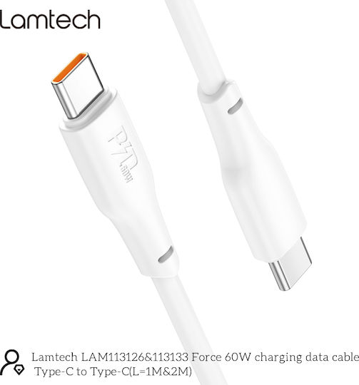 Lamtech USB 2.0 Kabel USB-C männlich - USB-C 60W Weiß 1m (LAM113126)