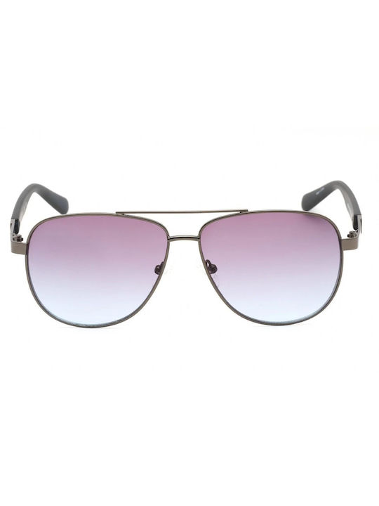 Guess Men's Sunglasses with Gray Metal Frame and Purple Gradient Lens GF0246 11W