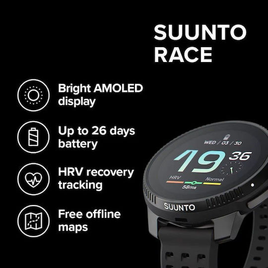 Suunto Race Titanium 49mm Waterproof Smartwatch with SIM and Heart Rate Monitor (Amethyst)