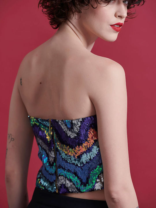 Γυναικεία Μπλούζα Strapless Ασημί