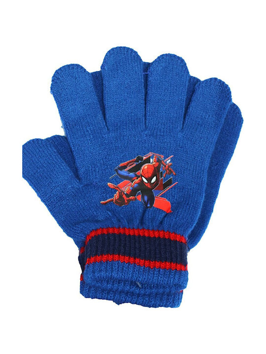 Kids Beanie Set with Gloves Knitted Blue