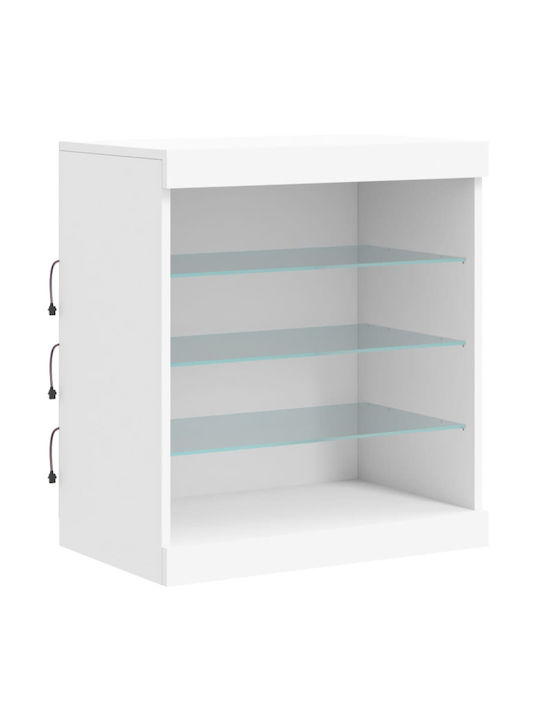 Wall Living Room Display Cabinet made of Particleboard with Glass & Lighting White 60.5x37x67cm