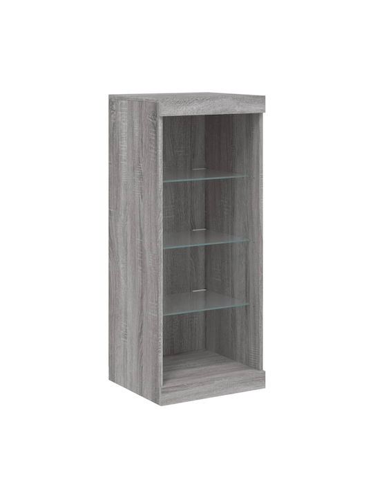 Wand Wohnzimmer Vitrine aus Spanplatte mit Glas & Beleuchtung Grey 41x37x100cm