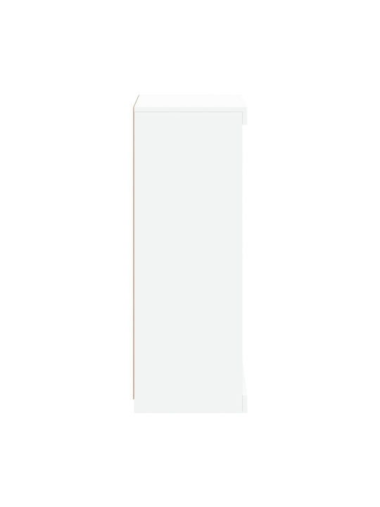 Wall Living Room Display Cabinet made of Particleboard with Glass & Lighting White 41x37x100cm