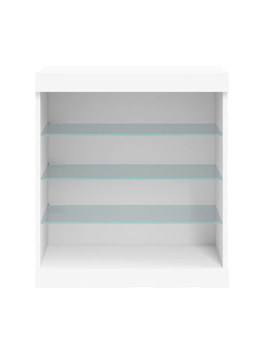 Wall Living Room Display Cabinet made of Particleboard with Glass & Lighting White 60.5x37x67cm
