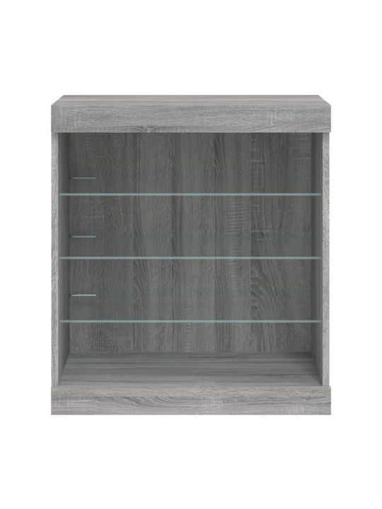 Wand Wohnzimmer Vitrine aus Spanplatte mit Glas & Beleuchtung Grey 60.5x37x67cm