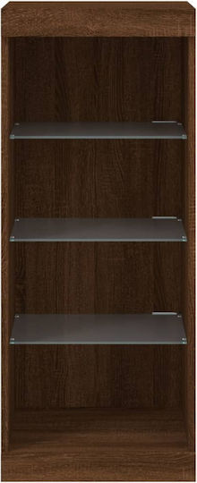 Wall Living Room Display Cabinet made of Particleboard with Glass & Lighting Coffee 41x37x100cm