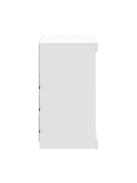 Wall Living Room Display Cabinet made of Particleboard with Glass & Lighting White 60.5x37x67cm