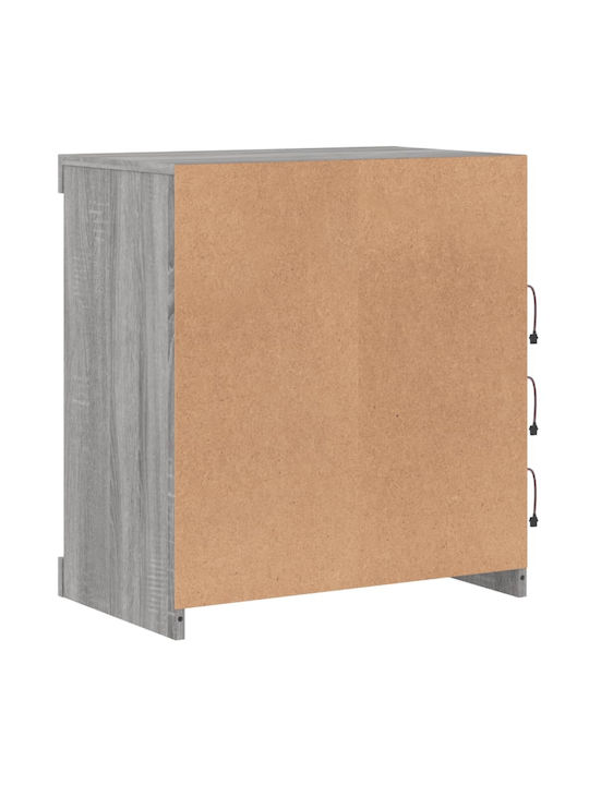 Wand Wohnzimmer Vitrine aus Spanplatte mit Glas & Beleuchtung Grey 60.5x37x67cm