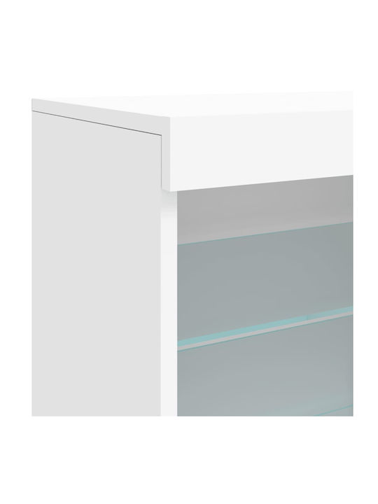 Wall Living Room Display Cabinet made of Particleboard with Glass & Lighting White 60.5x37x67cm