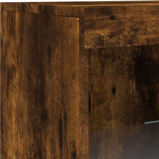 Wall Living Room Display Cabinet made of Particleboard with Glass & Lighting Coffee 41x37x100cm
