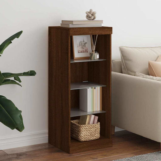 Wall Living Room Display Cabinet made of Particleboard with Glass & Lighting Coffee 41x37x100cm