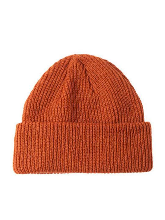 Beanie Unisex Σκούφος Πλεκτός σε Πορτοκαλί χρώμα