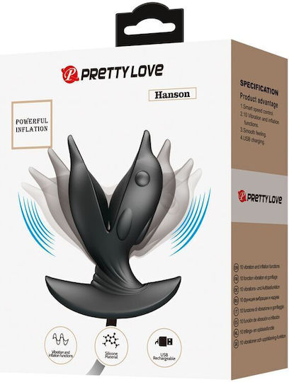 Pretty Love Inflatable Anal Plug with Vibration Black