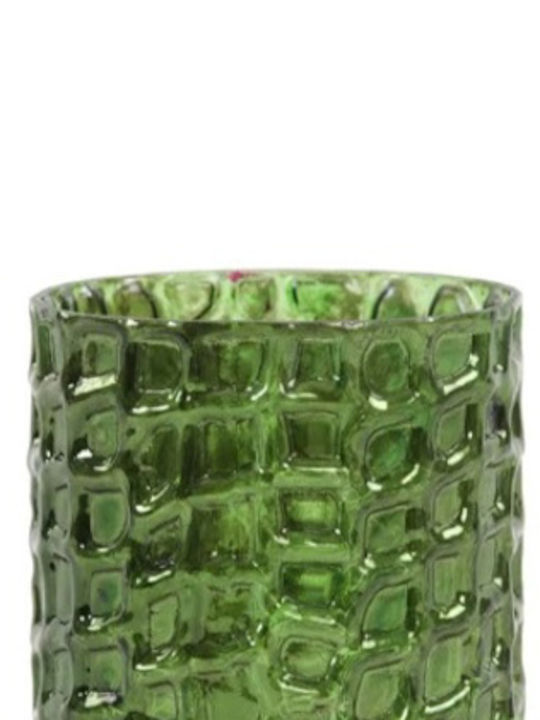 L'arte Somalia Candle Holder Glass in Green Color 8x8x9cm 1pcs